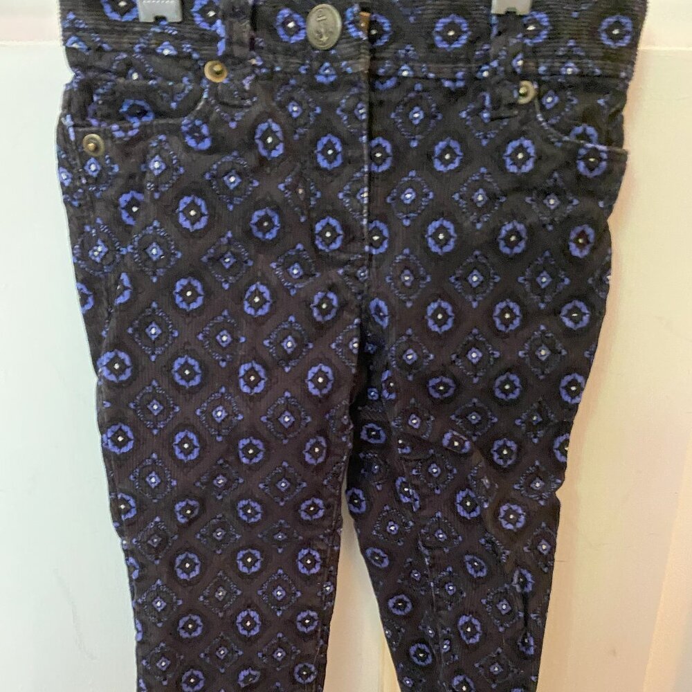 Toddler Girls Crewcuts Black & Purple Paisley Corduroy Skinny Pants, Size 2T